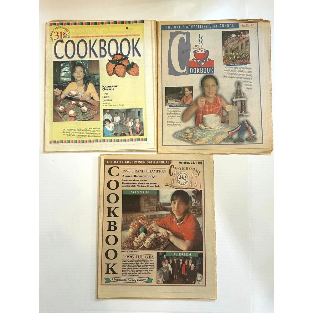 Vtg Daily Advertiser Annual Cookbooks Lafayette Louisiana Cajun Recipes 1985-96